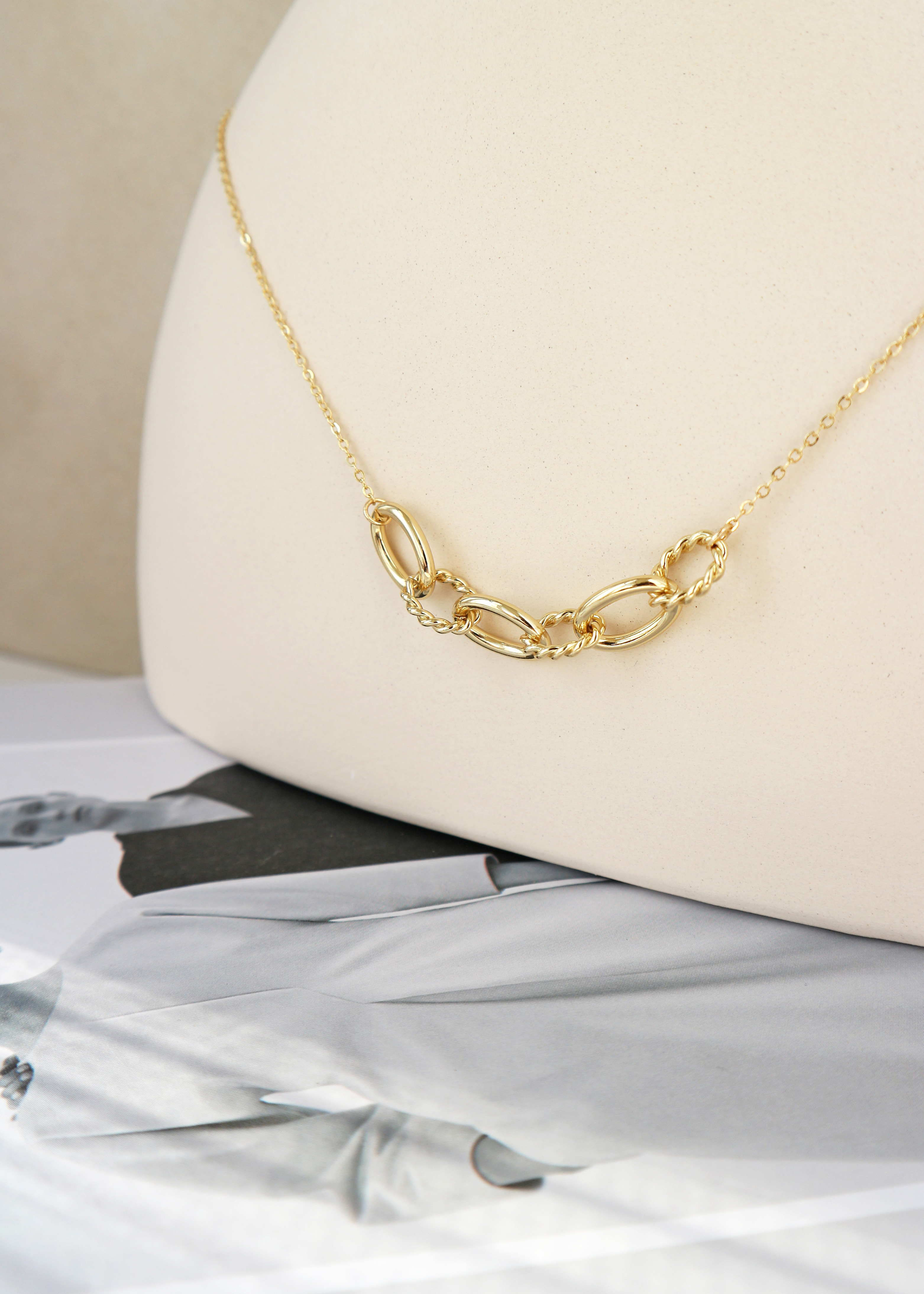 編織麻花捲 項鍊-金