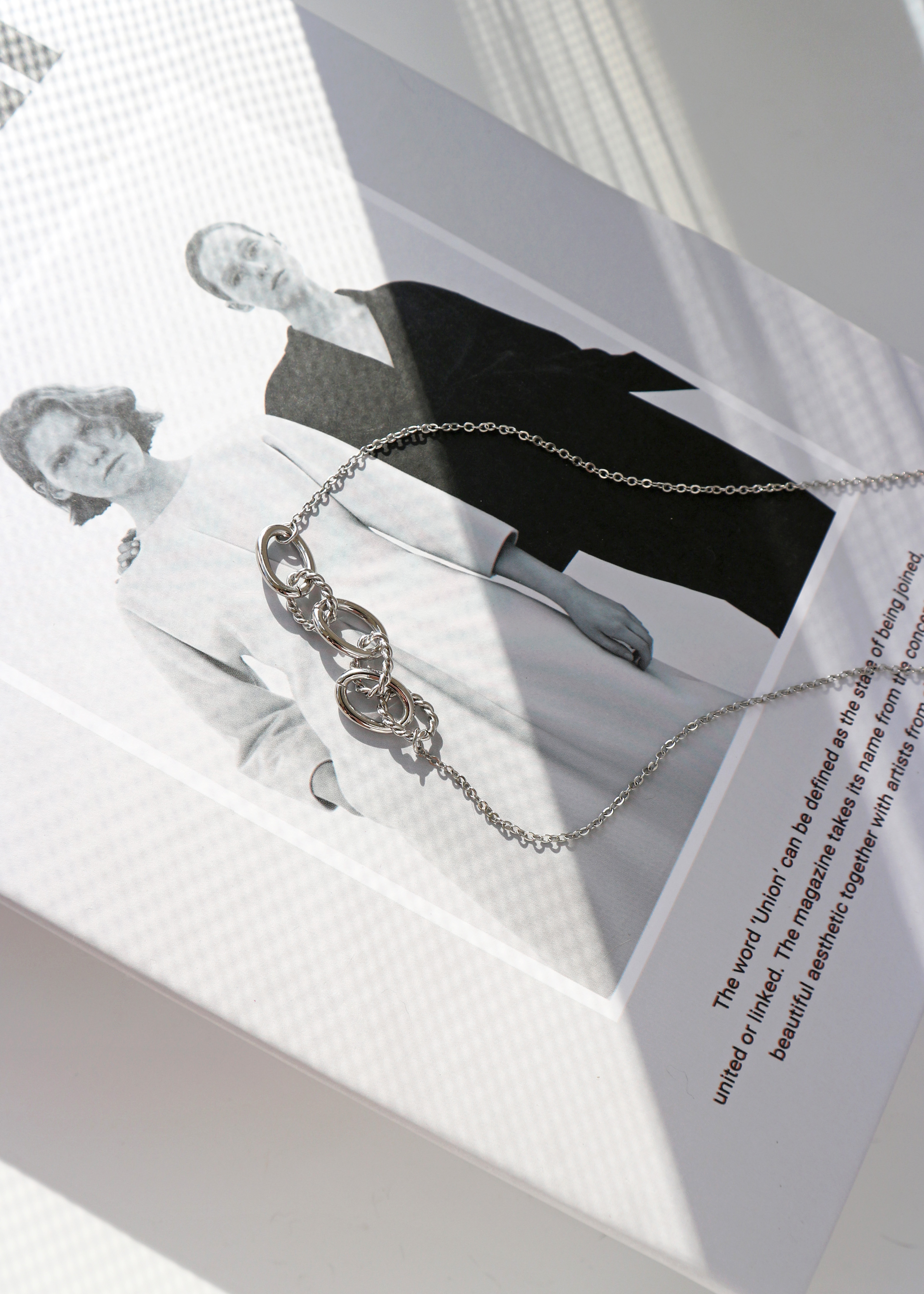 編織麻花捲 項鍊-銀