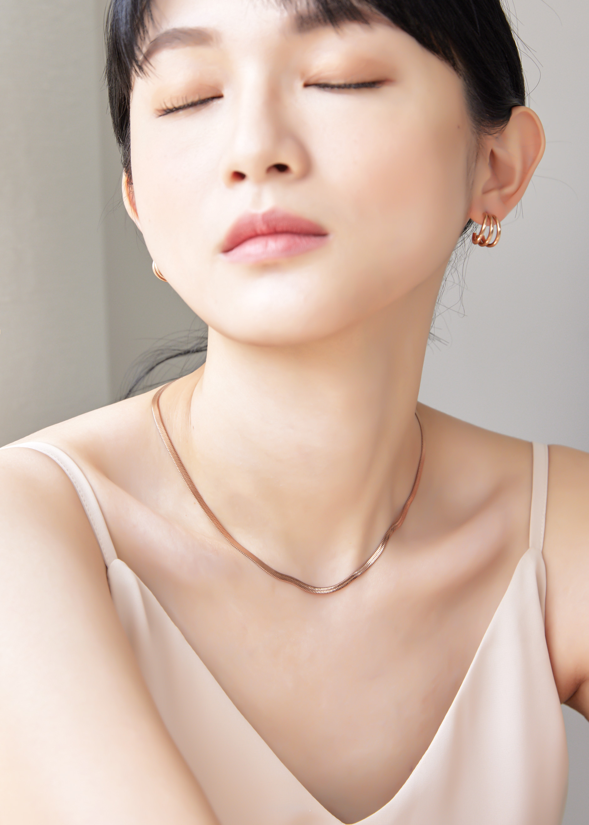 Eileen 醫療鋼蛇骨項鍊-3mm玫瑰金