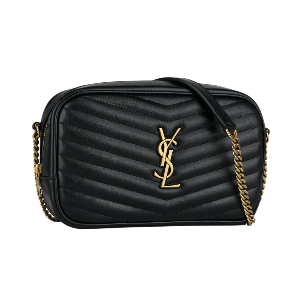 【YSL/Saint Laurent Paris】Mini Lou 金字V紋小牛皮相機包/斜背包