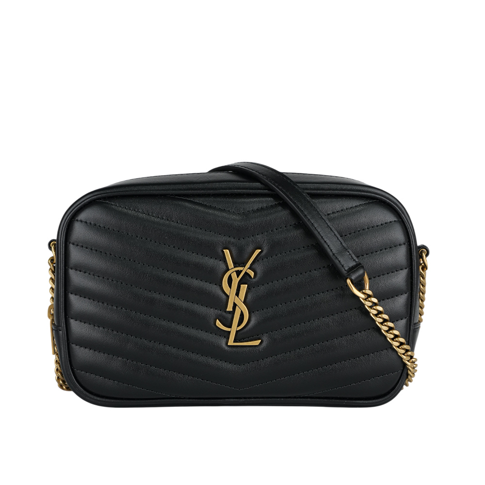 【YSL/Saint Laurent Paris】Mini Lou 金字V紋小牛皮相機包/斜背包