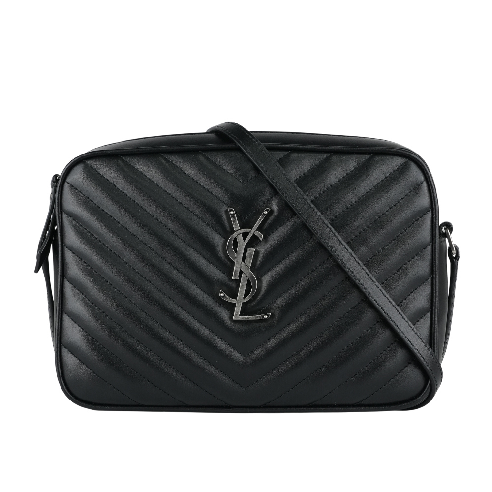 【YSL/Saint Laurent Paris】Lou 銀字V紋小牛皮相機包/斜背包