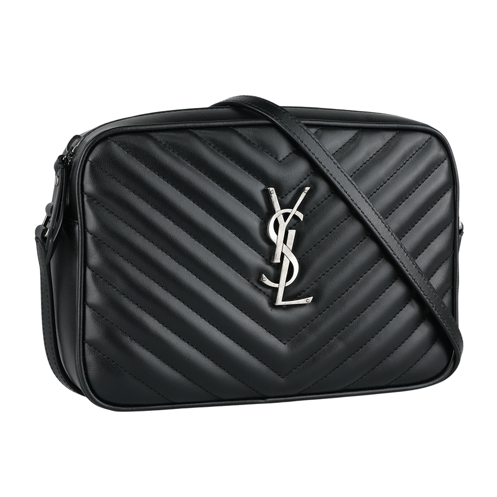 【YSL/Saint Laurent Paris】Lou 銀字V紋小牛皮相機包/斜背包