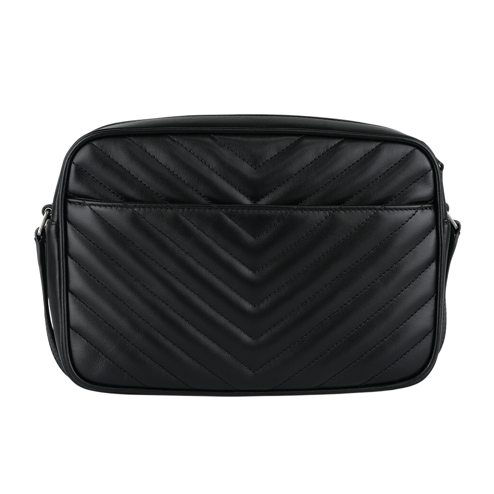 【YSL/Saint Laurent Paris】Lou 銀字V紋小牛皮相機包/斜背包(黑色) 761554 DV704 1000