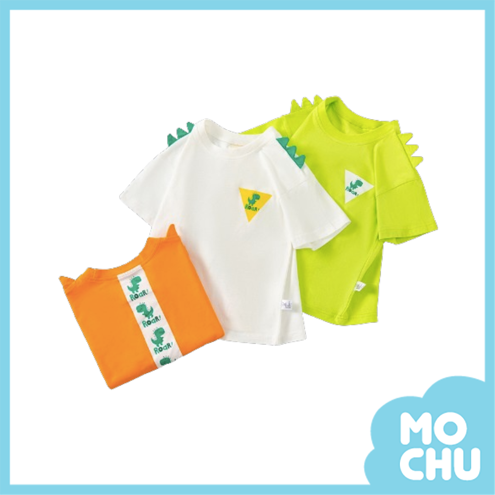 恐龙跑跑前後印花短袖上衣(三色)