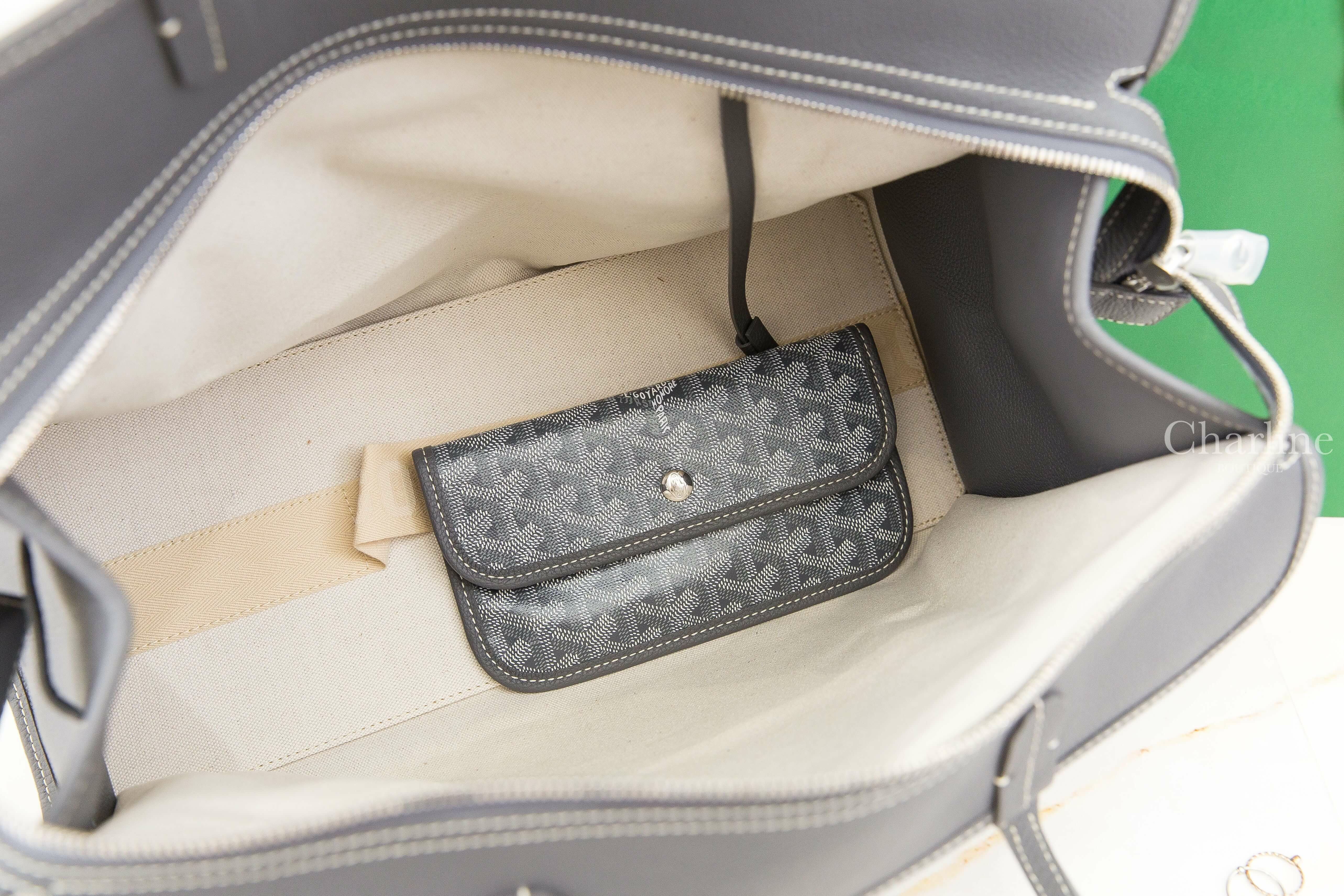 Goyard Hardy PM Bag 灰色帆布小牛皮同色提把小型拉鍊托特包-Charline Boutique 精品代購