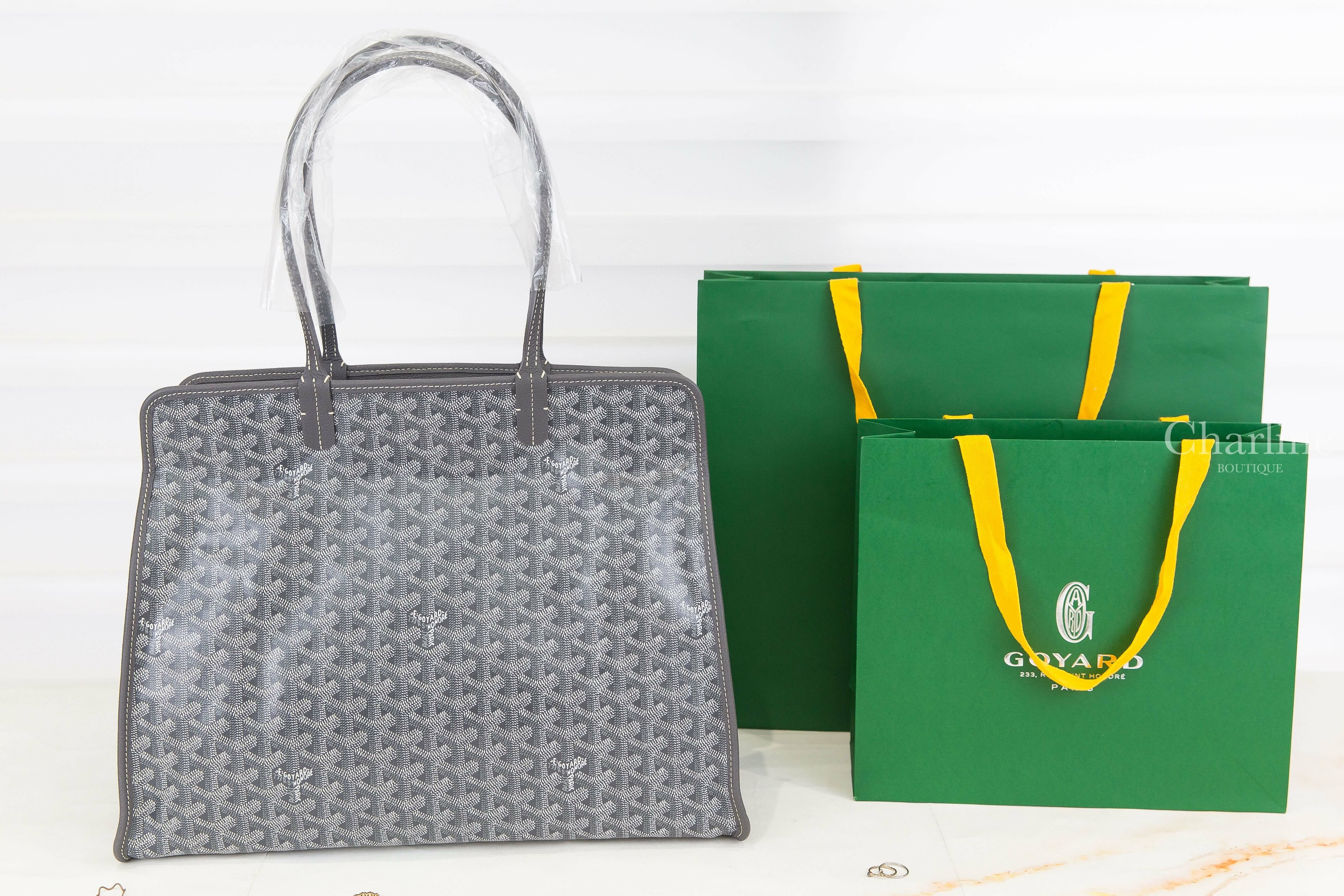 Goyard Hardy PM Bag 灰色帆布小牛皮同色提把小型拉鍊托特包-Charline Boutique 精品代購