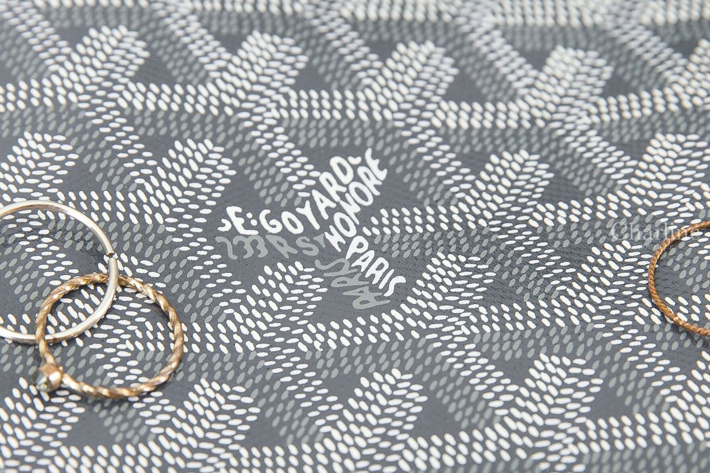 Goyard Hardy PM Bag 灰色帆布小牛皮同色提把小型拉鍊托特包