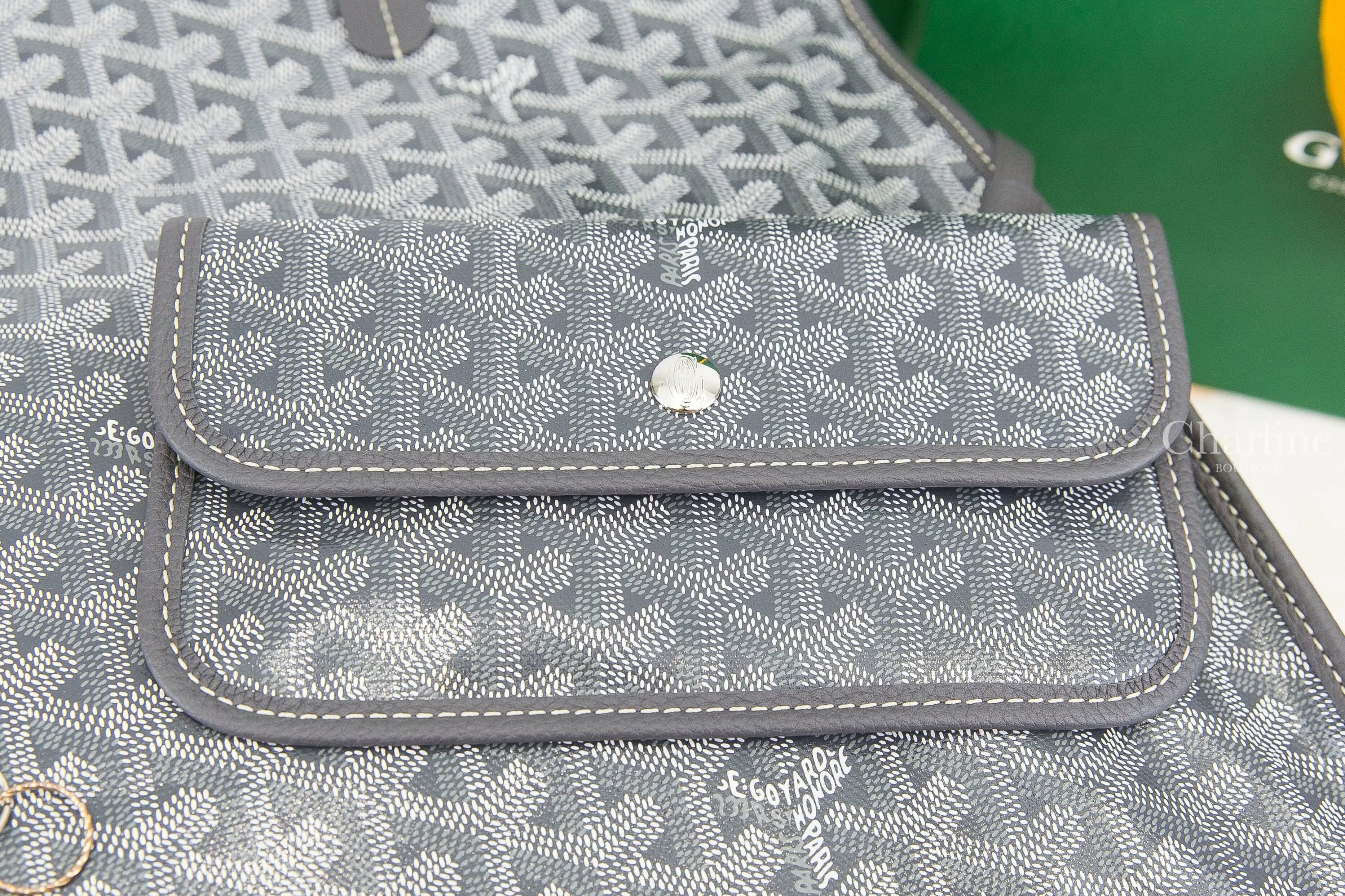 Goyard Hardy PM Bag 灰色帆布小牛皮同色提把小型拉鍊托特包-Charline Boutique 精品代購