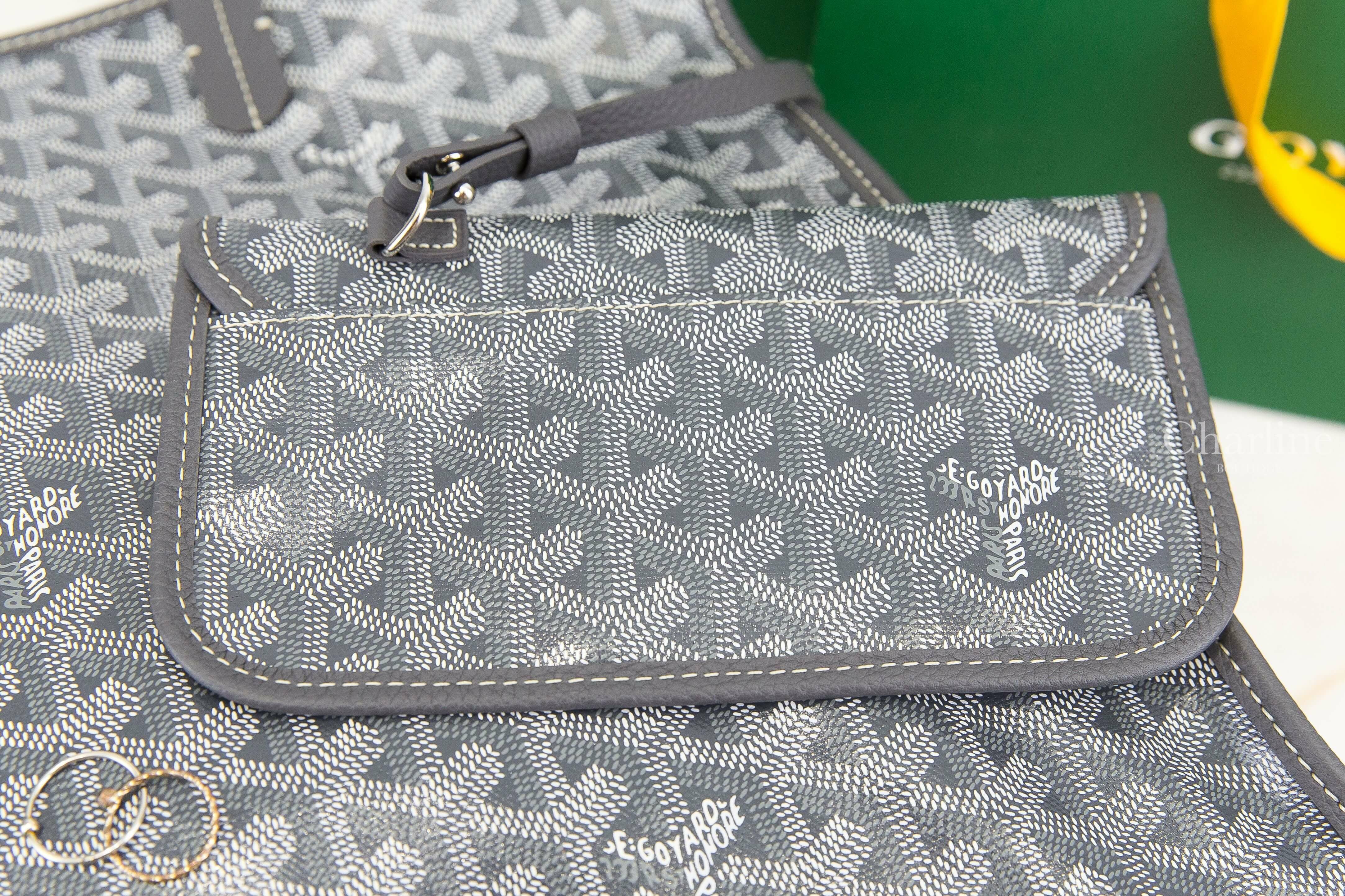 Goyard Hardy PM Bag 灰色帆布小牛皮同色提把小型拉鍊托特包-Charline Boutique 精品代購