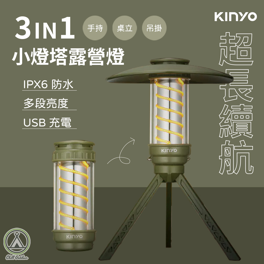 KINYO 小燈塔百變螺旋露營燈