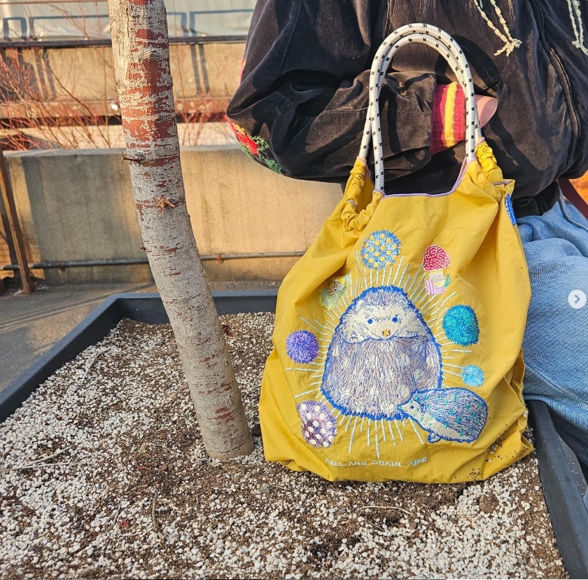 Ball＆Chain 刺繡環保購物袋 M號 - 黃 (31300820)