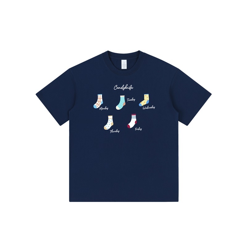 襪子印花純棉T恤上衣 四色