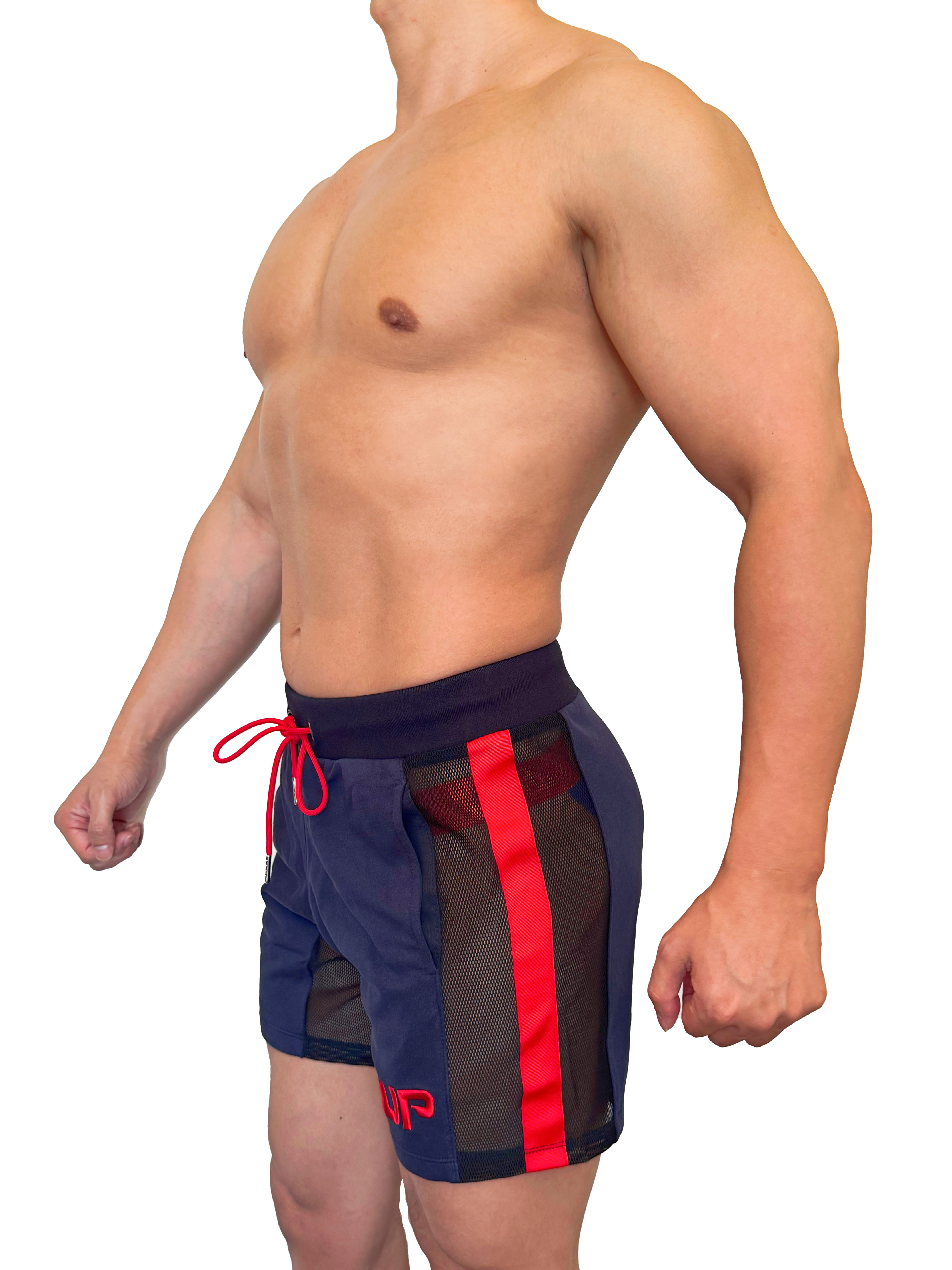 2025 全新系列 - UP For Fun Cross 透視棉短褲 海軍藍/紅