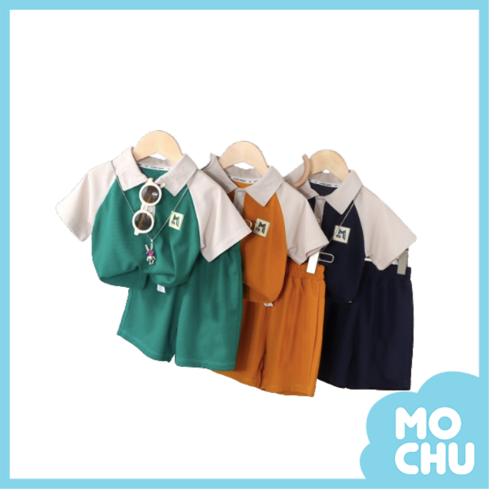 (100cm現貨)Ｍ字標籤polo短袖套裝