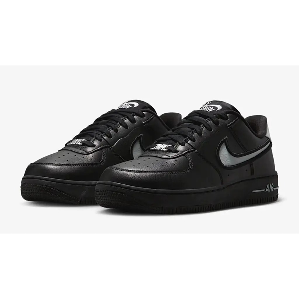 預購┃女鞋 Nike Air Force 1 Black Metallic Silver AF1 全黑白勾 反轉LOGO 輕量化
