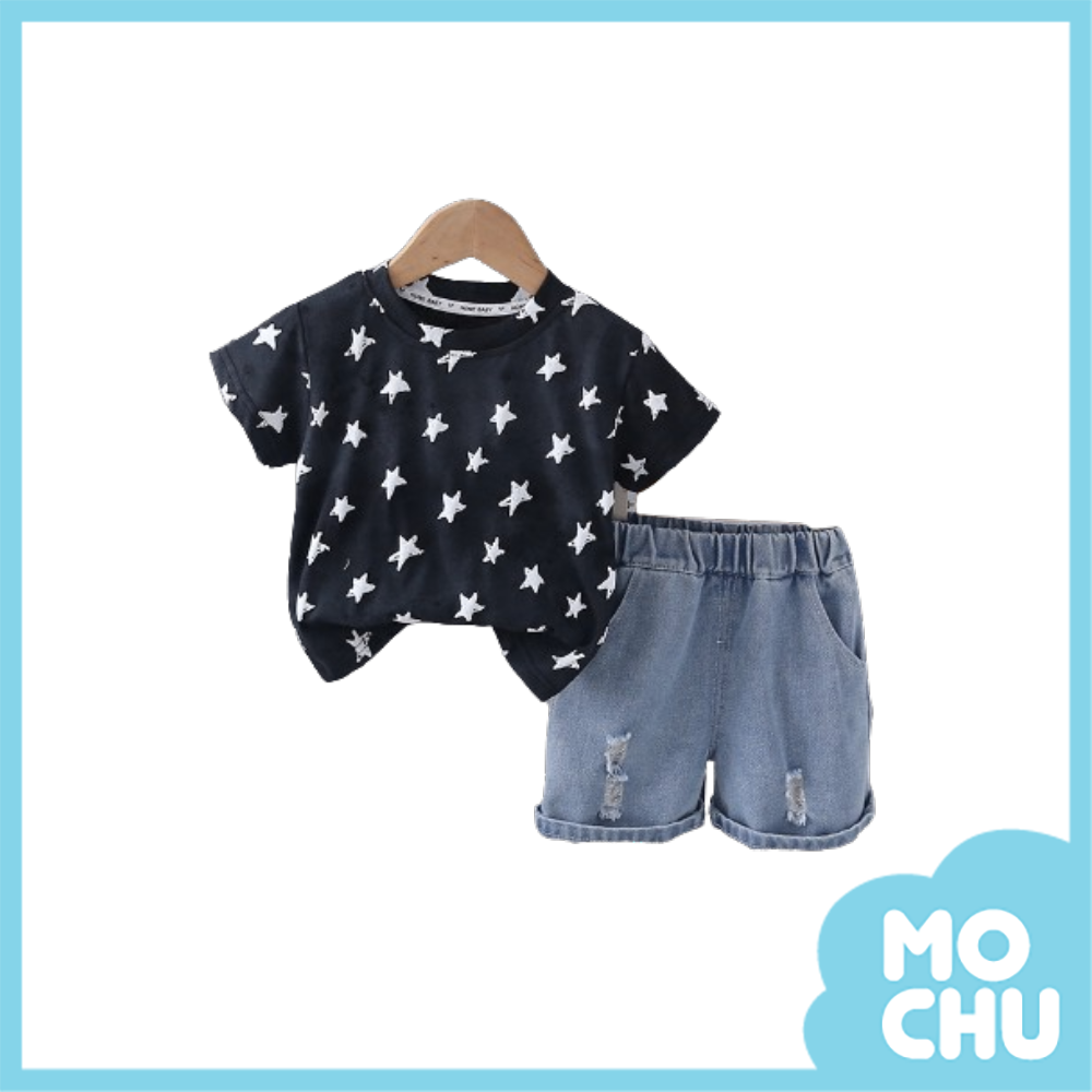 斑駁五角星短袖套裝(三色)