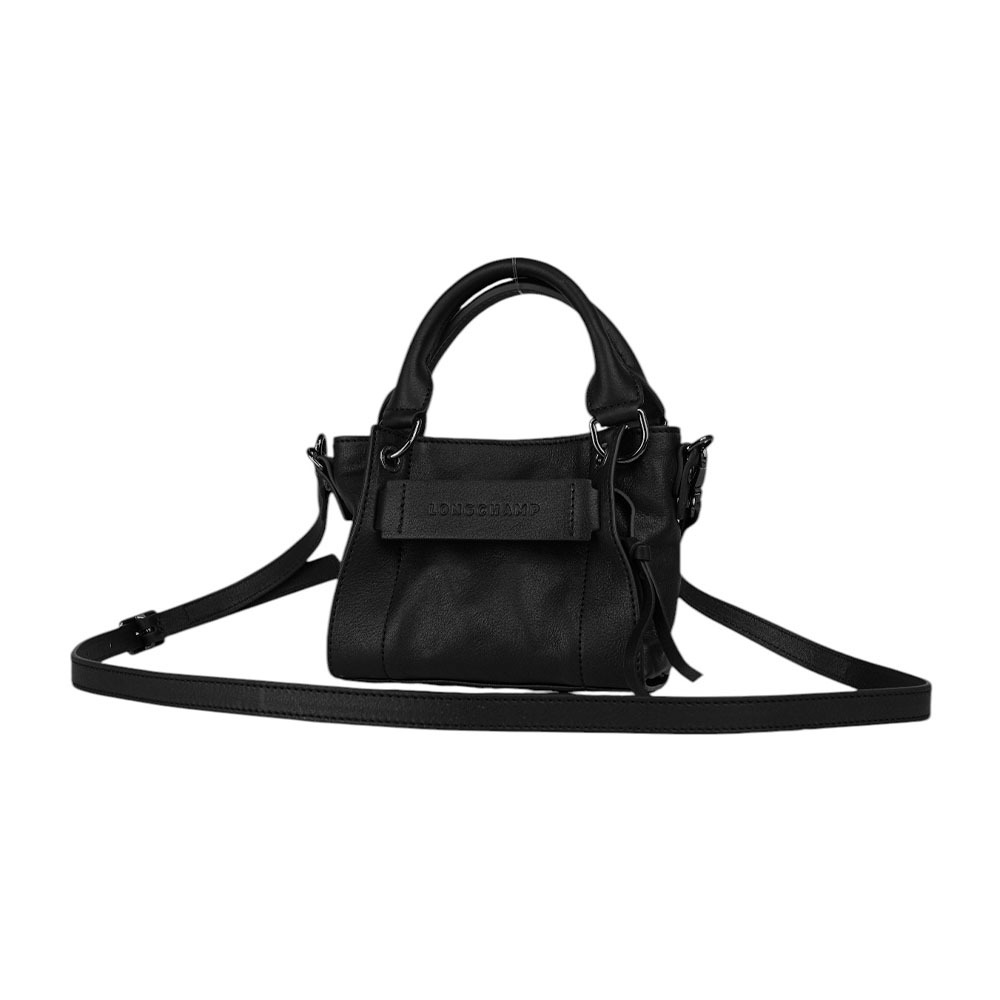 【LONGCHAMP】3D XS Logo 壓印小牛皮迷你二用包(黑色) 10254 HCV 001