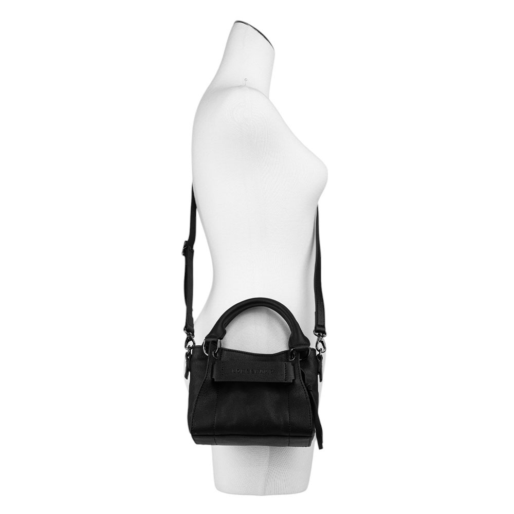 【LONGCHAMP】3D XS Logo 壓印小牛皮迷你二用包(黑色) 10254 HCV 001