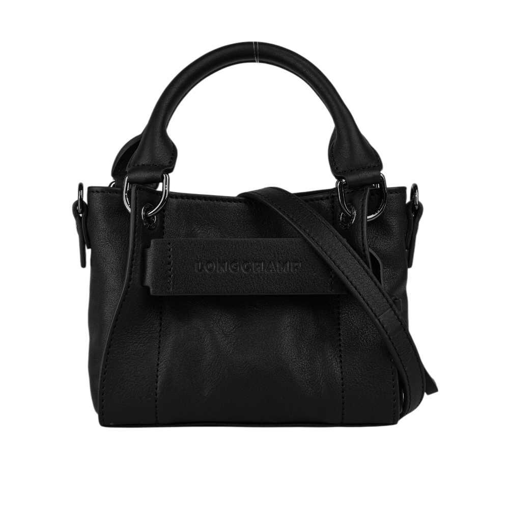 【LONGCHAMP】3D XS Logo 壓印小牛皮迷你二用包(黑色) 10254 HCV 001