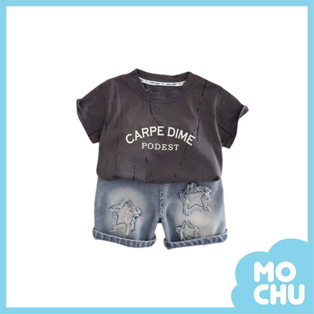 潑墨星星補丁短袖套裝(三色)