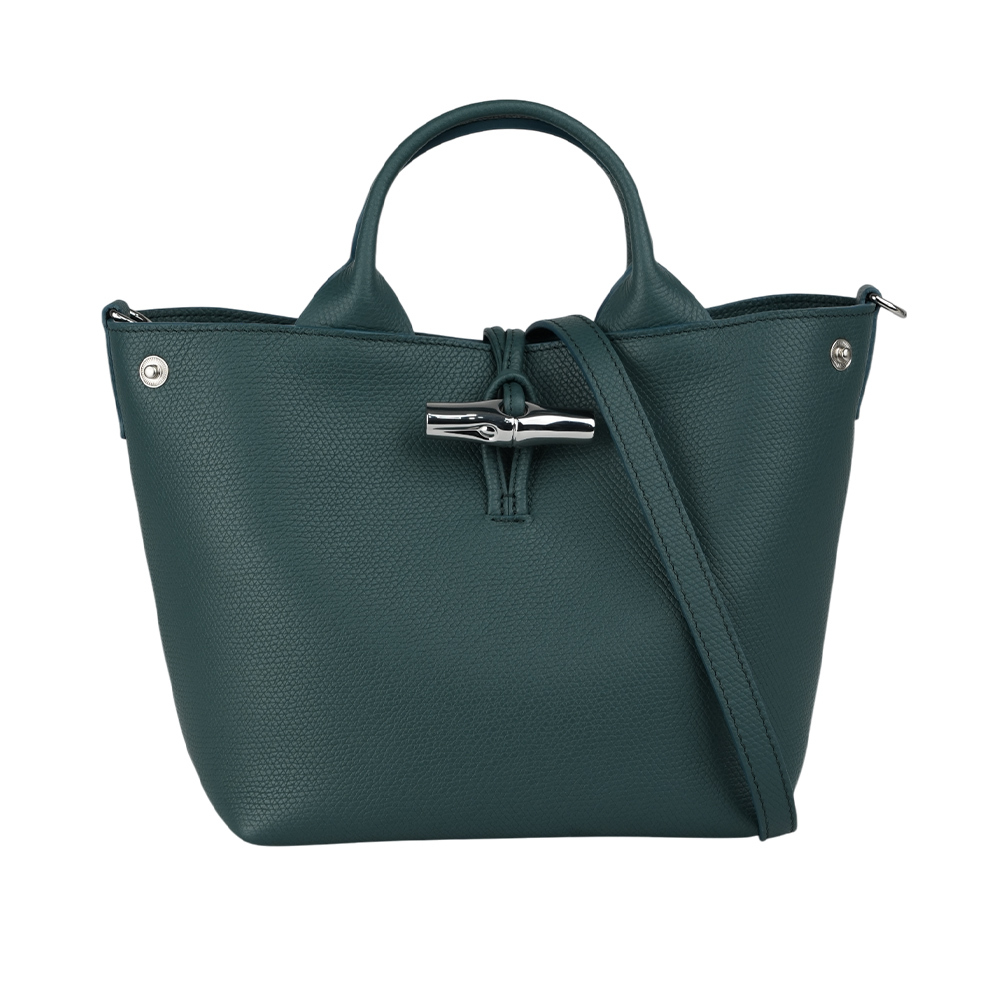 【LONGCHAMP】Roseau S 竹節釦牛皮手提/斜背小款二用包