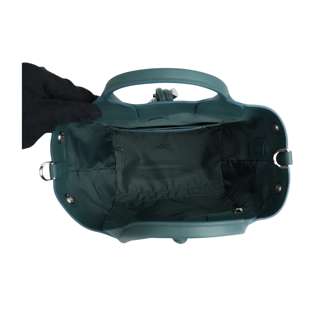 【LONGCHAMP】Roseau S 竹節釦牛皮手提/斜背小款二用包(雪松綠) 10273 HFP 079