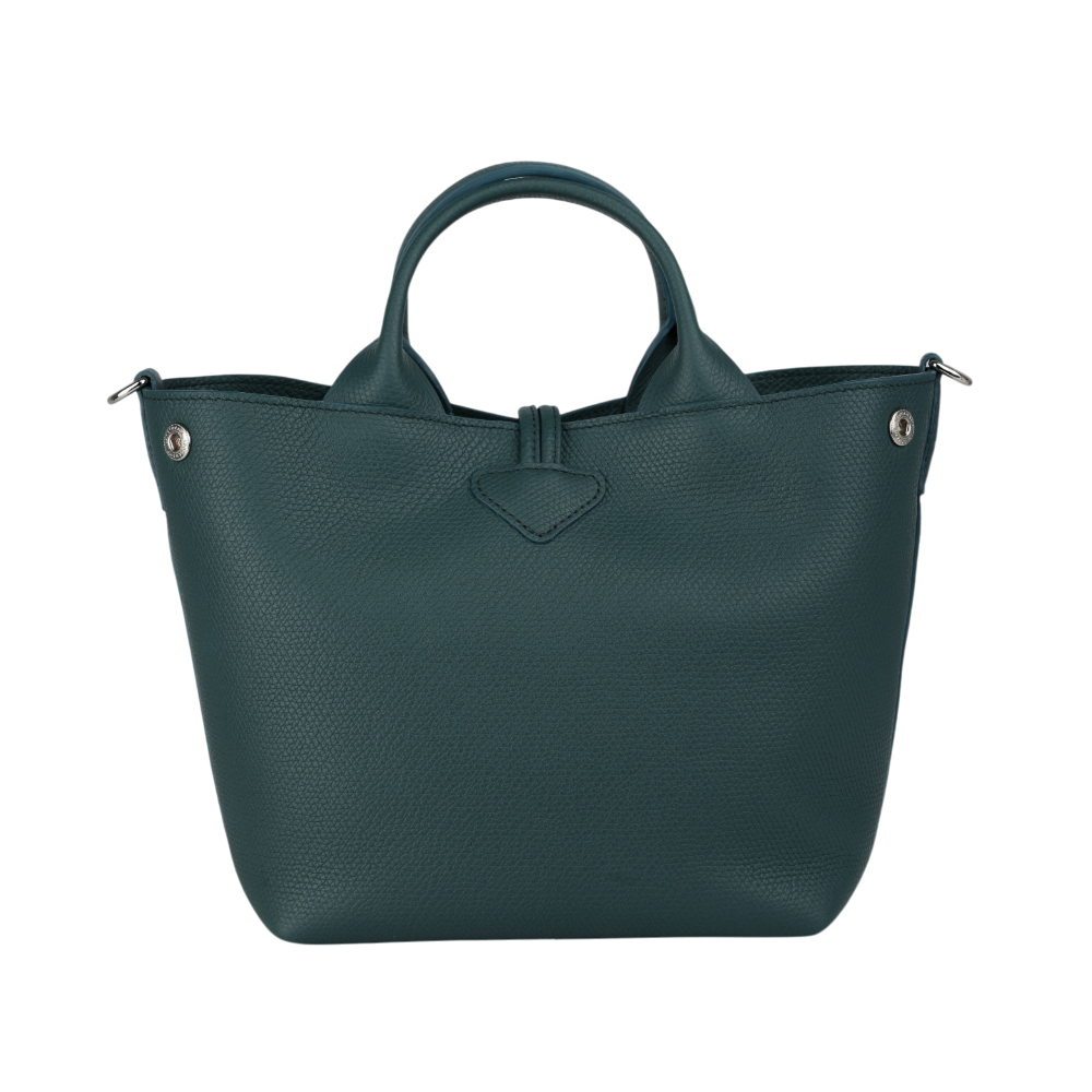 【LONGCHAMP】Roseau S 竹節釦牛皮手提/斜背小款二用包(雪松綠) 10273 HFP 079