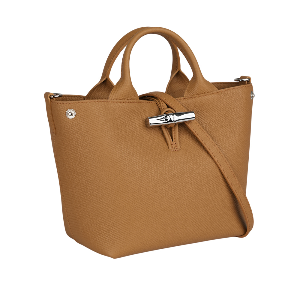 【LONGCHAMP】Roseau S 竹節釦牛皮手提/斜背小款二用包