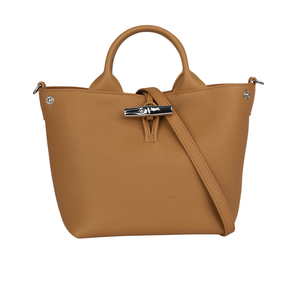 【LONGCHAMP】Roseau S 竹節釦牛皮手提/斜背小款二用包