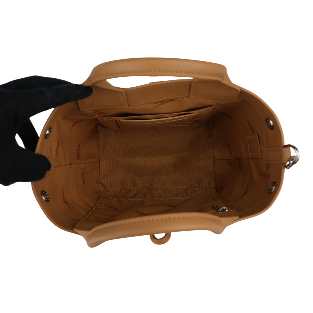 【LONGCHAMP】Roseau S 竹節釦牛皮手提/斜背小款二用包(胡桃木色) 10273 HFP 371