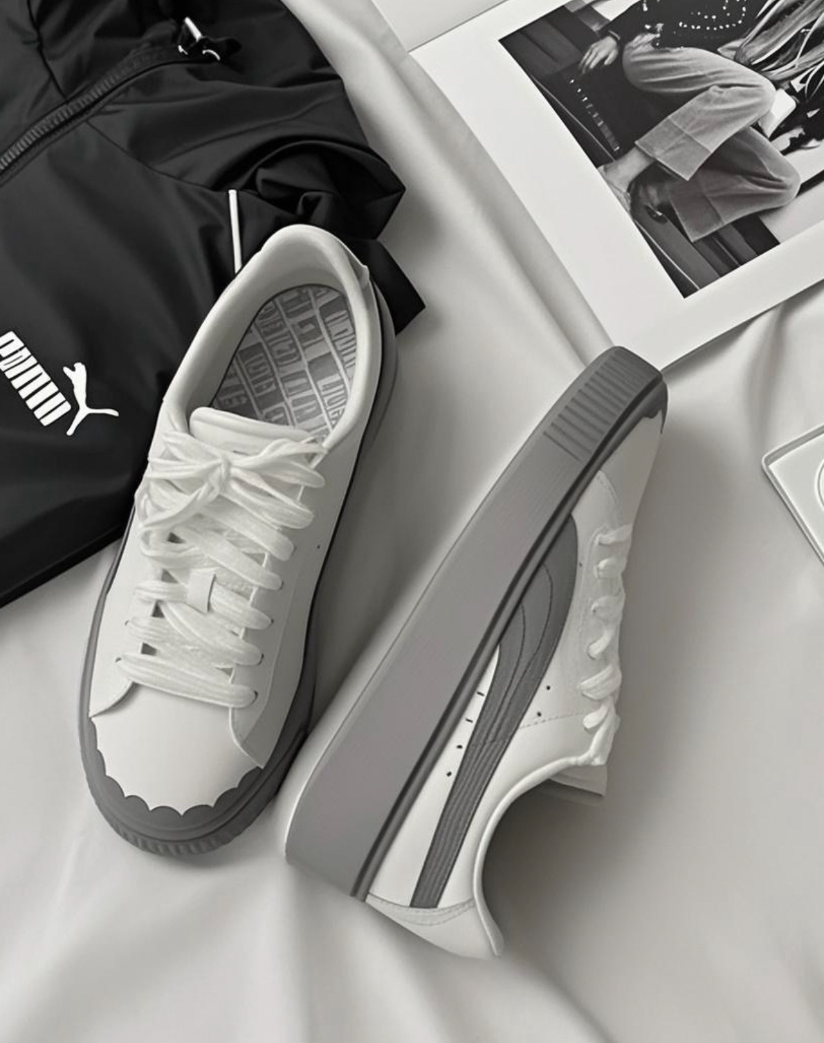 Puma Mostro 厚底鬆糕鞋 灰白色 花邊 蕾絲 皮革 404157-01/預購