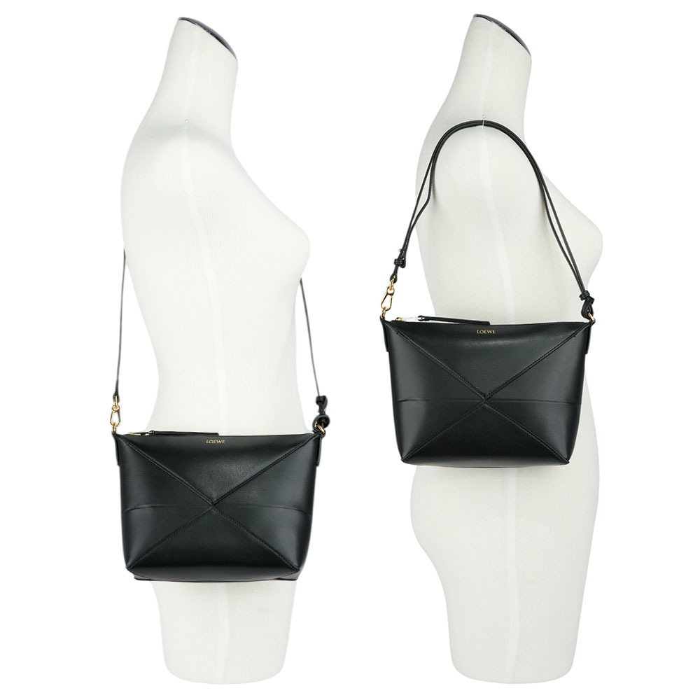 【LOEWE】Puzzle Fold 納帕小牛皮肩背/斜背多用包(黑色) C510PT1X01 1100
