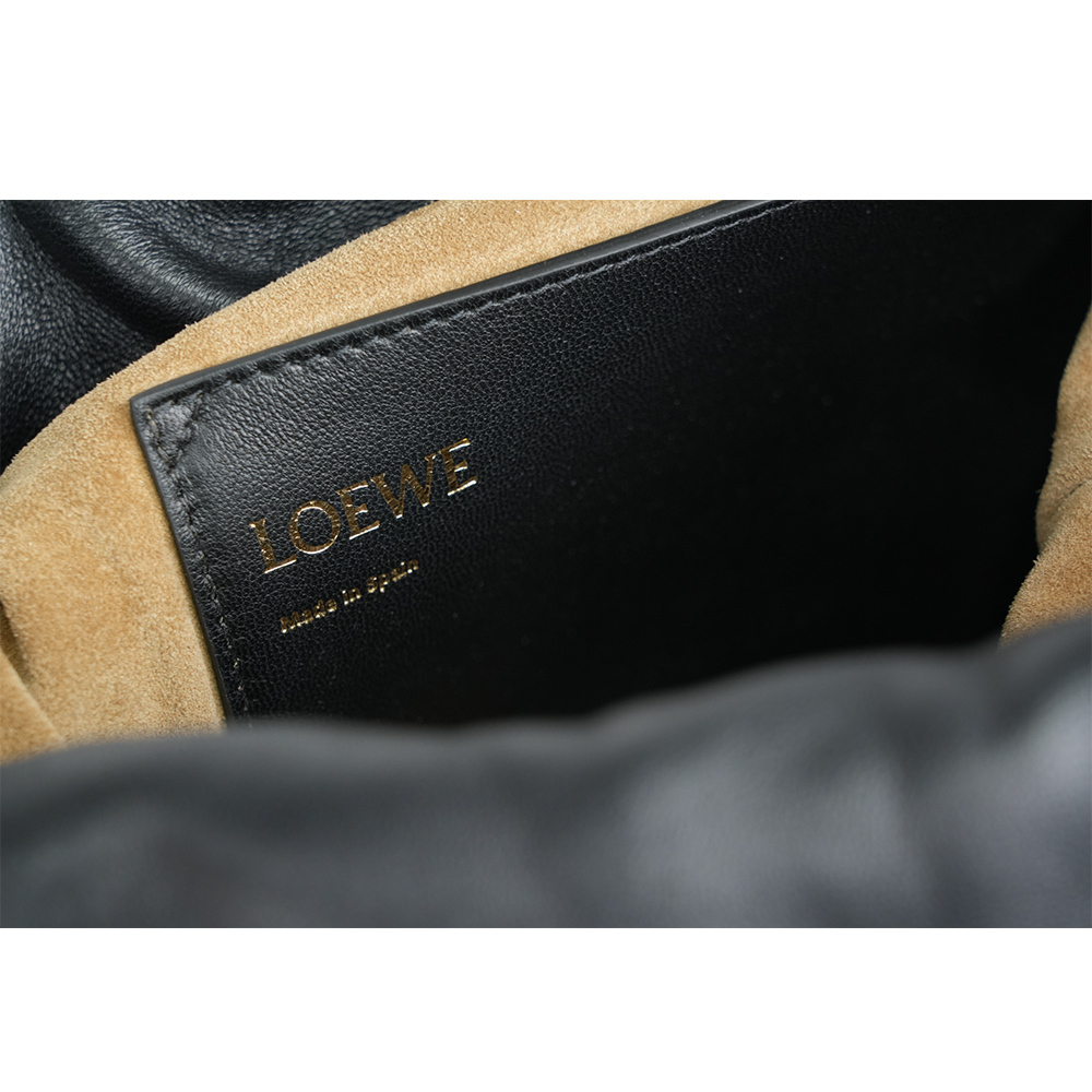 【LOEWE】Flamenco 納帕小羊皮鏈帶抽繩水桶造型二用包(黑色) A411FPBX02 1100
