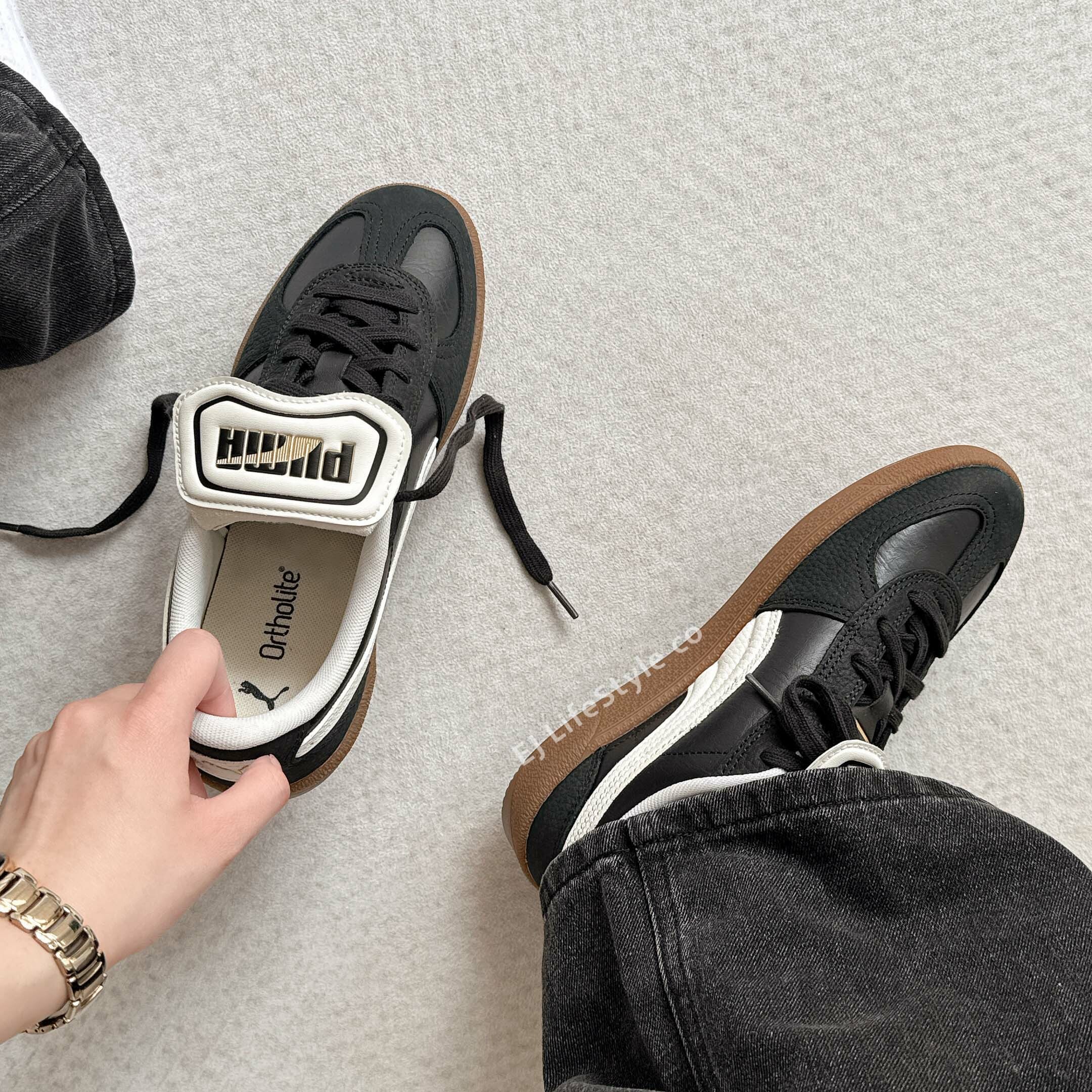 PUMA Palermo Premium 黑奶油 黑色 翻蓋鞋舌 焦糖底 男女鞋 401744-02/ 調貨