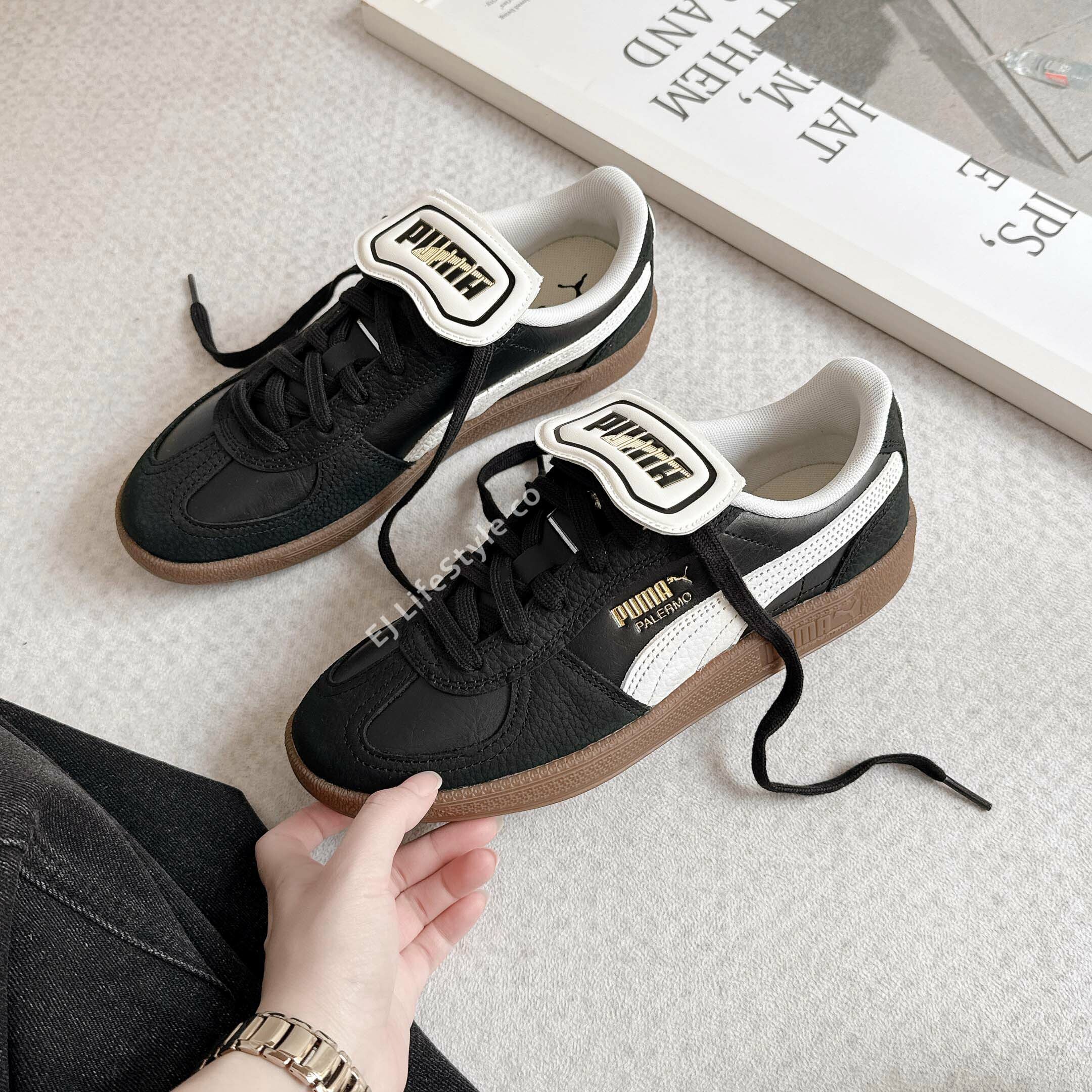 PUMA Palermo Premium 黑奶油 黑色 翻蓋鞋舌 焦糖底 男女鞋 401744-02/ 調貨