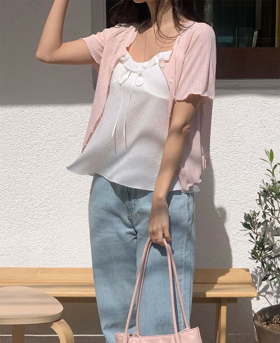 韓國Cherrykoko授權 輕薄微夏波浪領排扣開衫【MADE, CRKO】系列