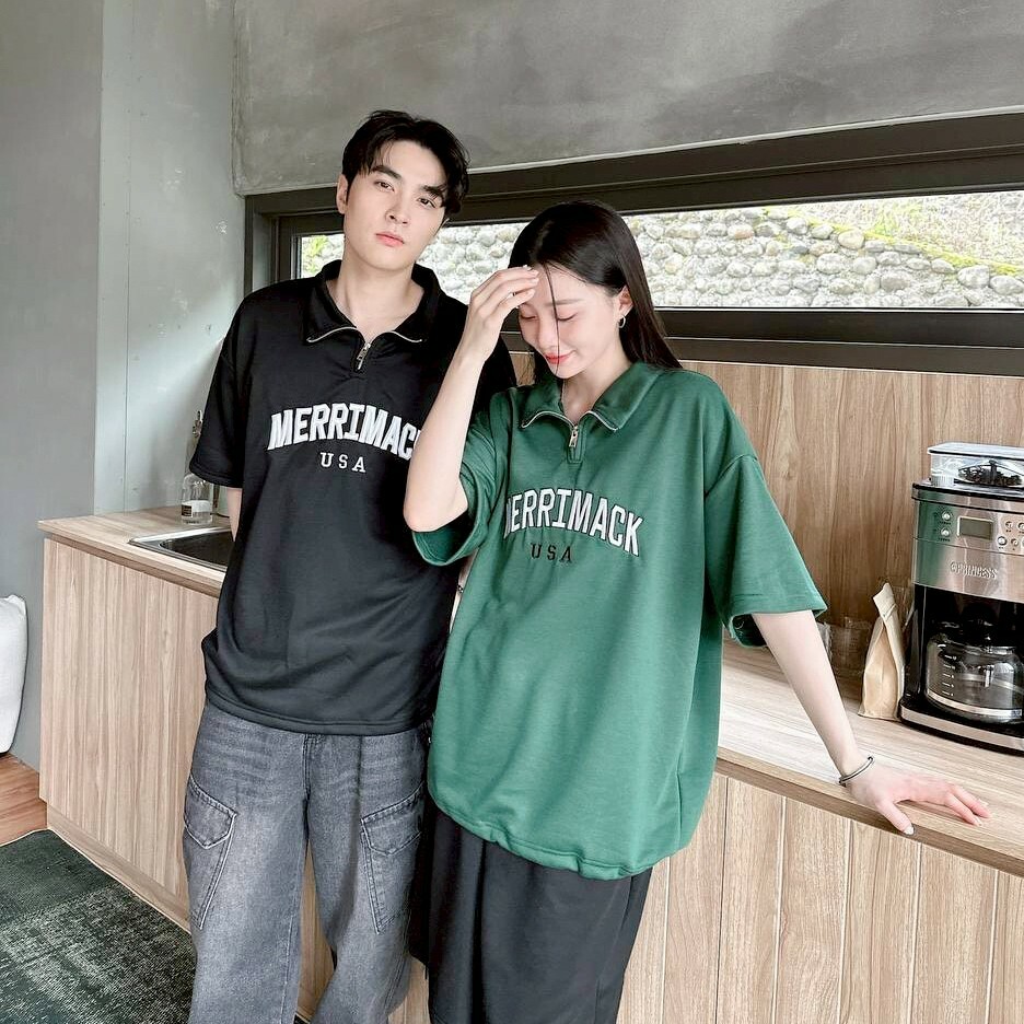 自訂款 MERRIMACK半高領拉鍊刺繡POLO衫 im18893