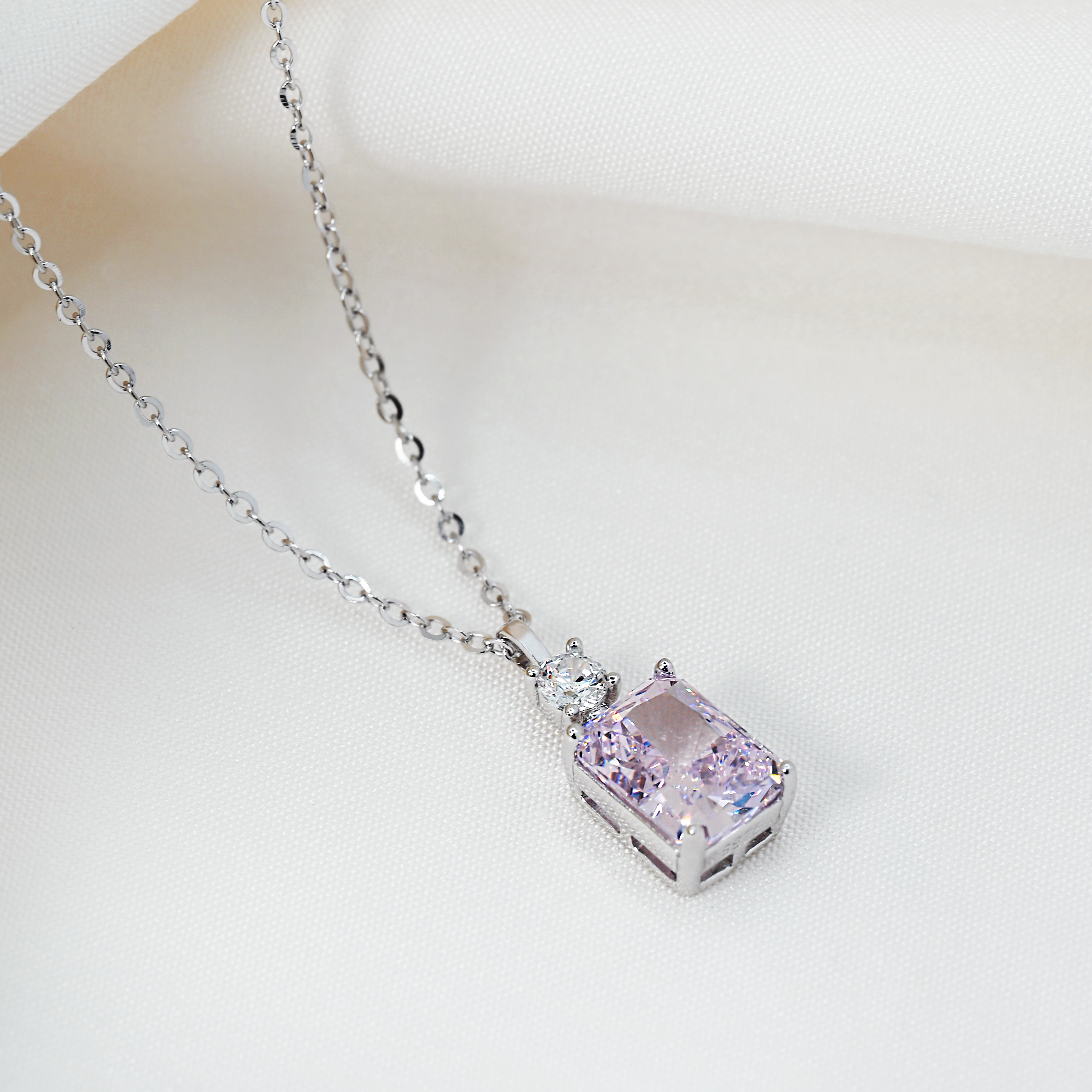 粉澈微光 純銀項鍊