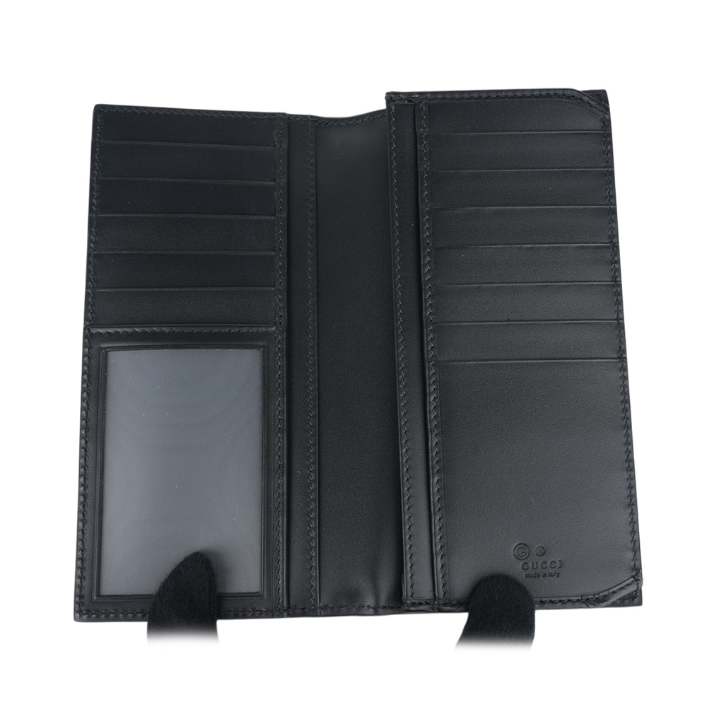 【GUCCI】GG Logo 滿版牛皮對開二折長夾(黑色)779828 CWC1N 1000