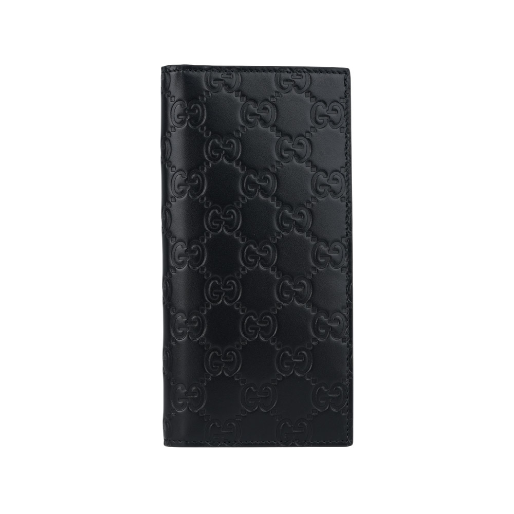 【GUCCI】GG Logo 滿版牛皮對開二折長夾(黑色)779828 CWC1N 1000