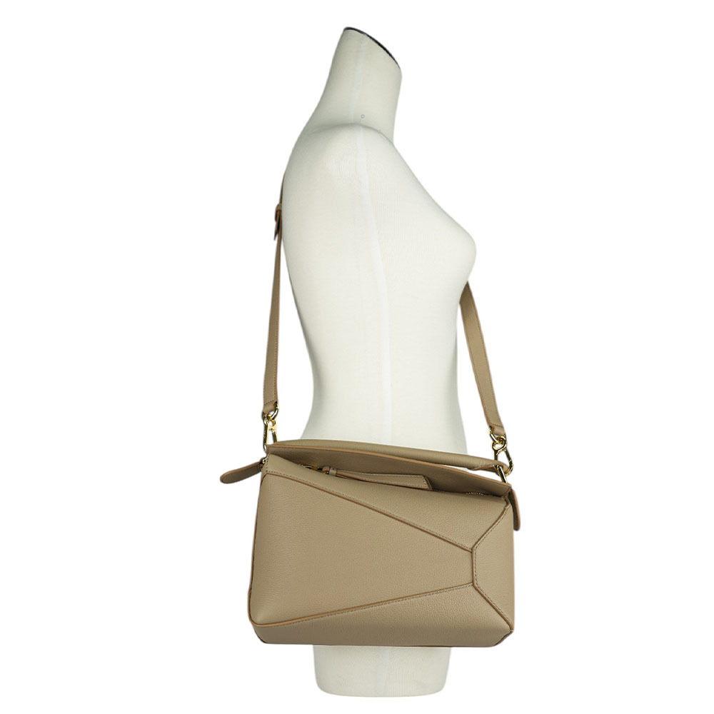 【LOEWE】Puzzle 拼圖粒面小牛皮手提/斜背兩用包(小款)(沙色) A510P60X30 2150