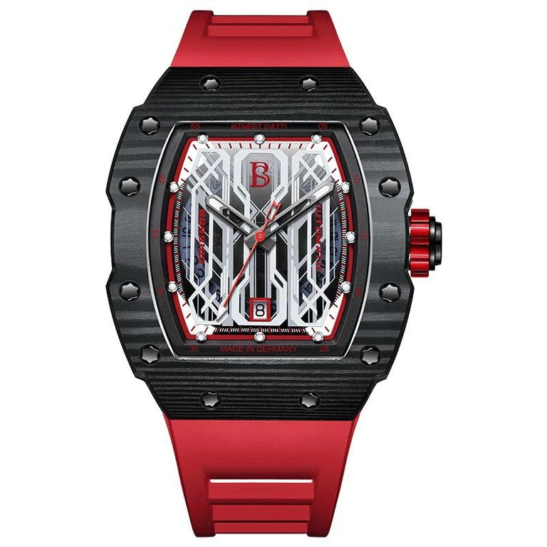 【Bonest Gatti 布加迪】Risker 風險者系列 BG9916-A2 機械錶 碳纖維 夜光 雙面鏤空 日期顯示 酒桶型 自動錶 44mm-*