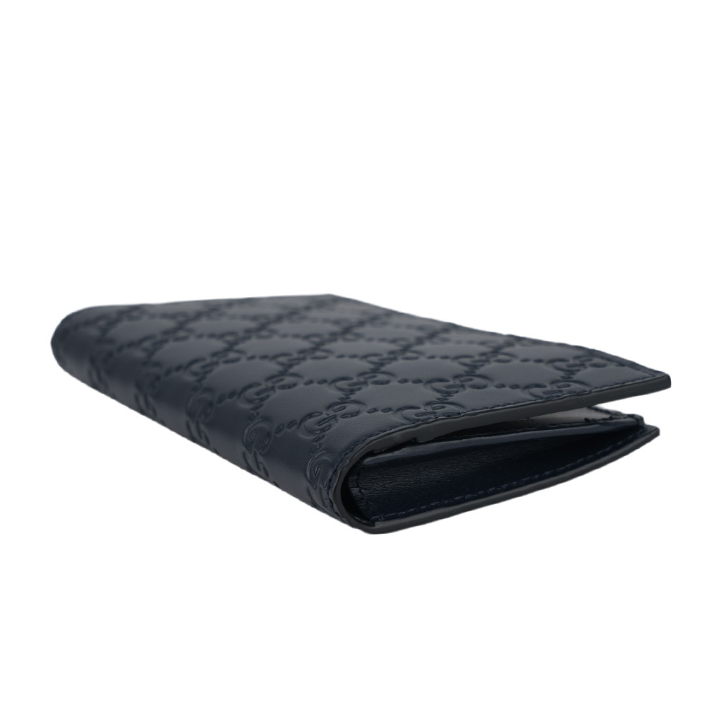 【GUCCI】GG Logo 滿版牛皮對開二折長夾(深藍色)779828 CWC1N 4009