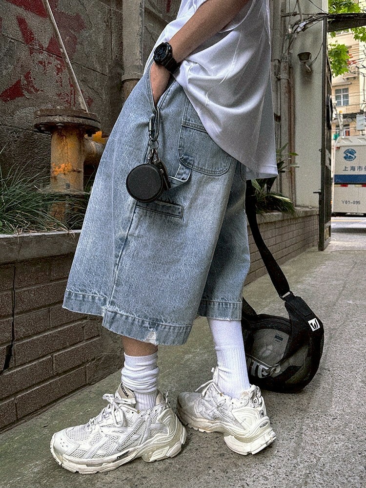 自訂款 畫家刷破七分牛仔短褲 IM80866