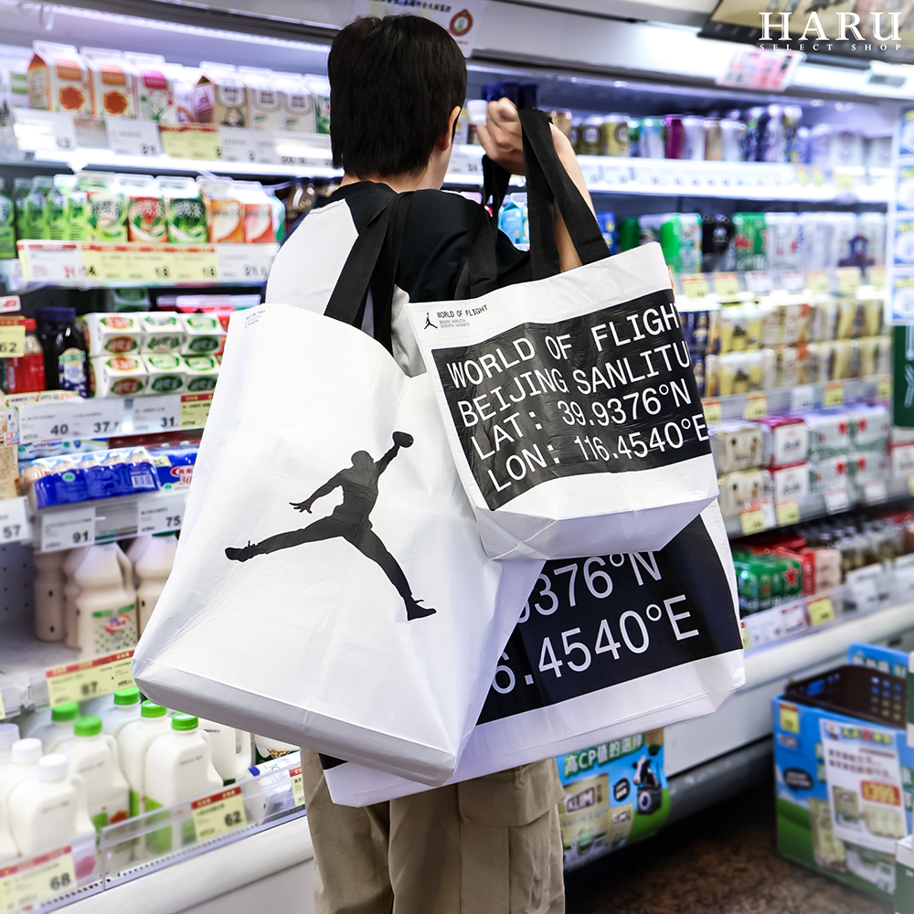 【海外地區門市限定】 韓國 弘大/上海/日本 NIKE JORDAN TOTE BAG 塗鴉勾勾 防潑水杜邦塗層 環保材質手提購物袋