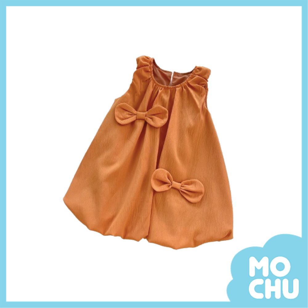 蝴蝶結花苞無袖連身裙(二色）