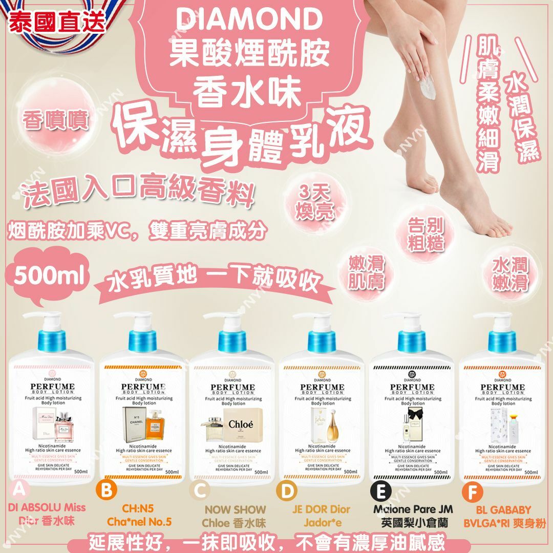 泰國 DIAMOND 果酸煙酰胺香水味保濕身體乳液