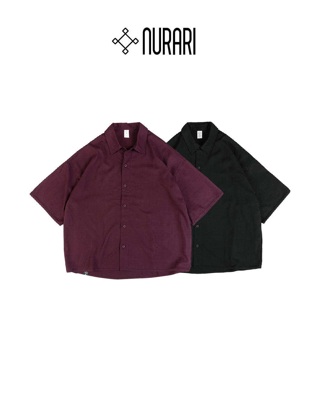 NURARI 質感紋理短袖襯衫 黑/酒紅 25 S/S 25+ Civ. Classic OVS Shirt