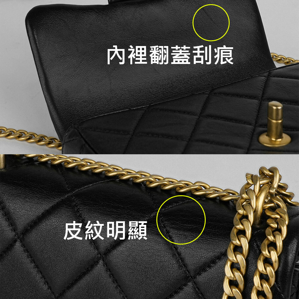 【CHANEL】琺瑯CC Logo 及吊飾小羊皮迷你翻蓋包(黑色)AS3113 B07634 94305